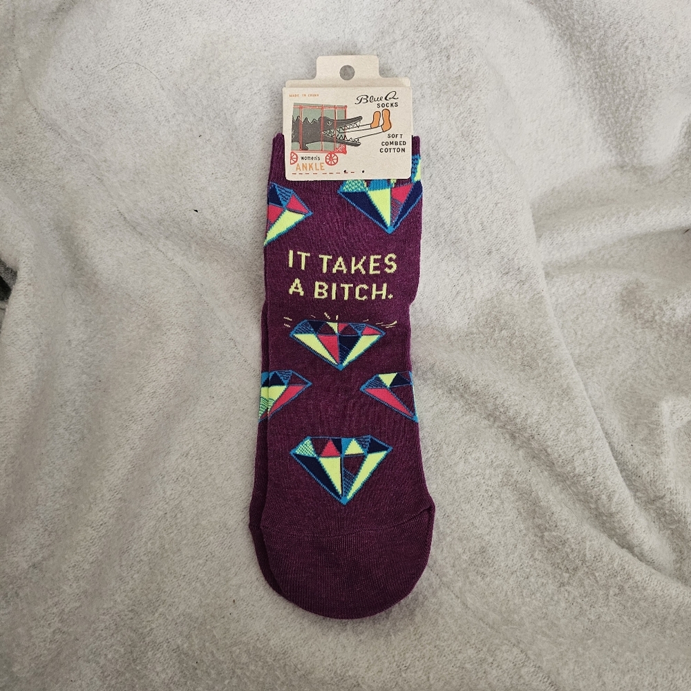 Blue Q It Takes A B**ch Diamond Women's Novelty Ankle Socks